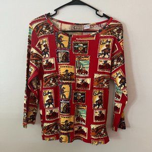 printed long sleeve t-shirt with sequin detail